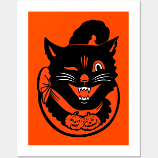 Cheerful black cat and halloween Posters and Art